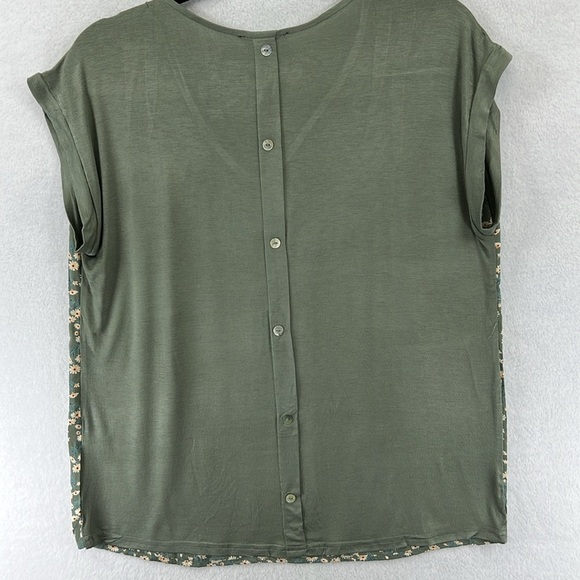Papermoon (Stitch Fix) Women’s Top Size S Moss Green Floral Mixed Media NWT - Picture 5 of 11